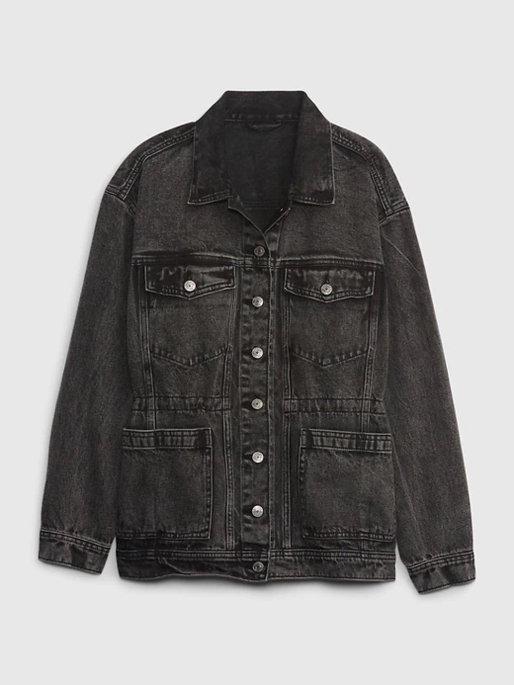 GAP Oversized Washed Black Denim Jacket
